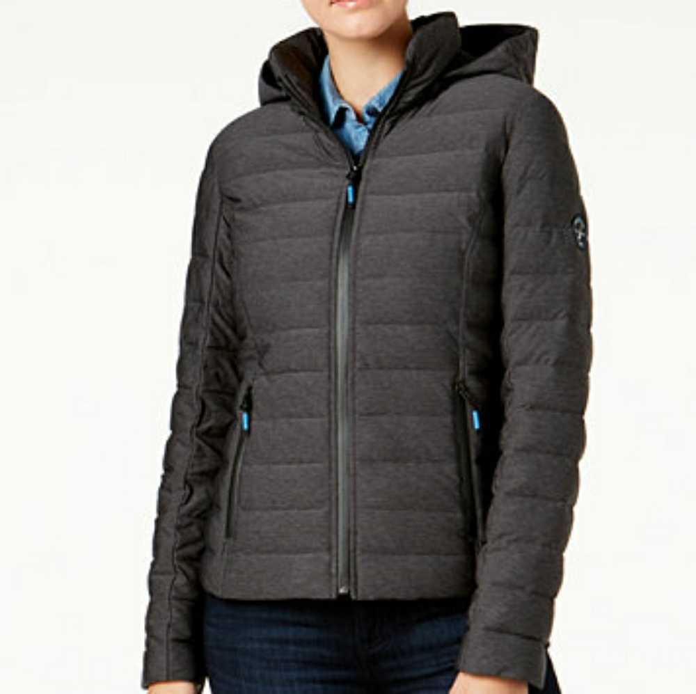 Nautica Stretch Hooded Packable Puffer Coat